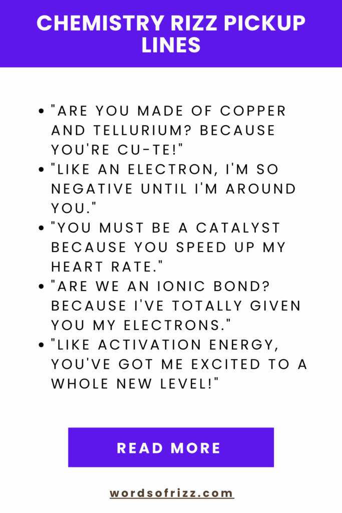 150+ Chemistry Pickup Lines That Will Spark a Reaction 3 Best Chemistry Rizz Pickup Lines