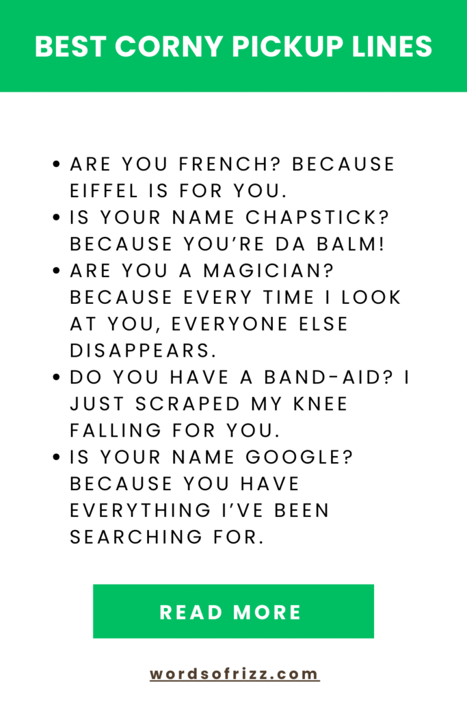 Best Epic Corny Rizz Pickup Lines That Always Get A Laugh 2 Best Corny Pickup Lines