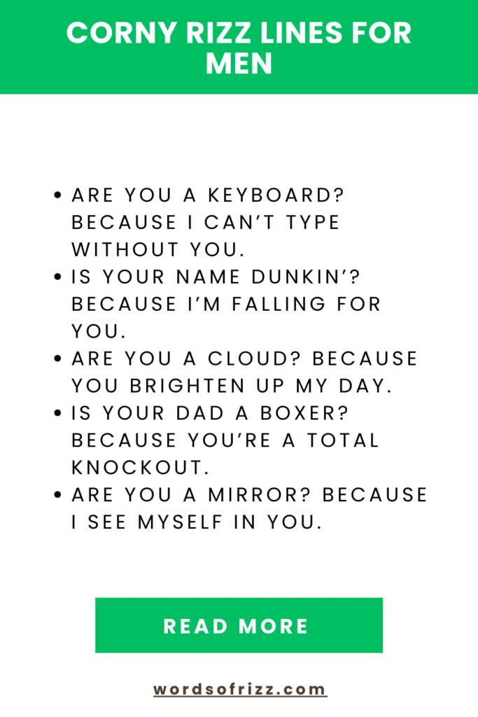 Best Epic Corny Rizz Pickup Lines That Always Get A Laugh 3 Corny Rizz Lines For Men