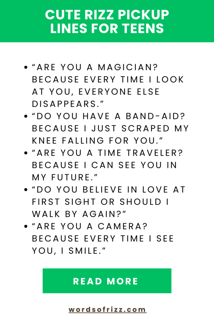 99 Cute Rizz Pickup Lines To Win Hearts Effortlessly In 2025 6 Cute Rizz Pickup Lines For Teens