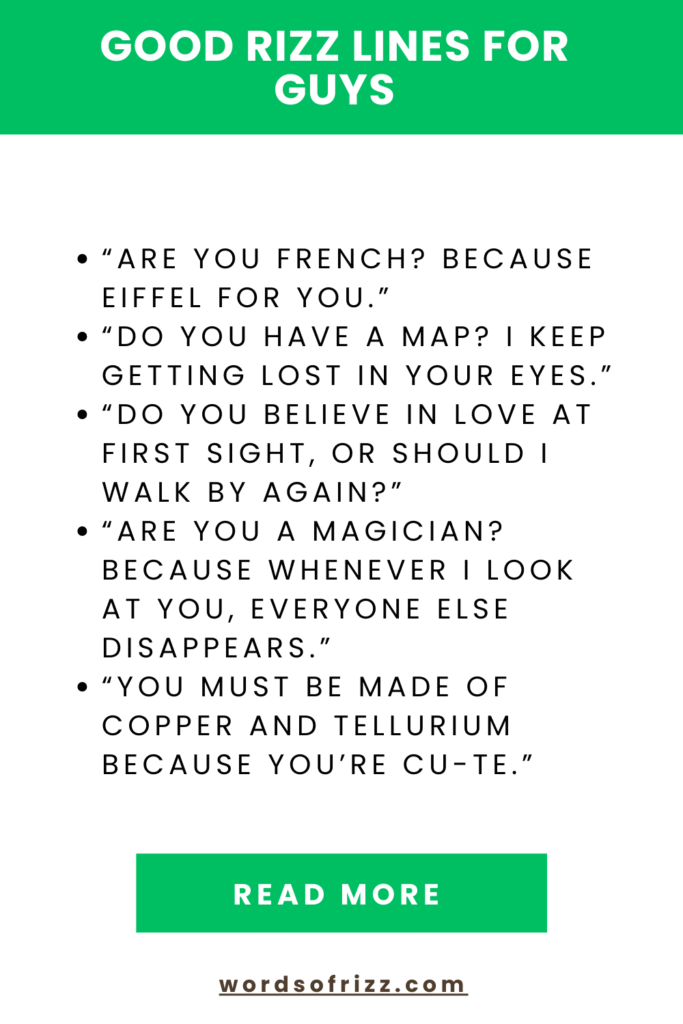150 Good Rizz Pickup Lines For Every Type Of Crush In 2025 5 Good Rizz Lines For Guys