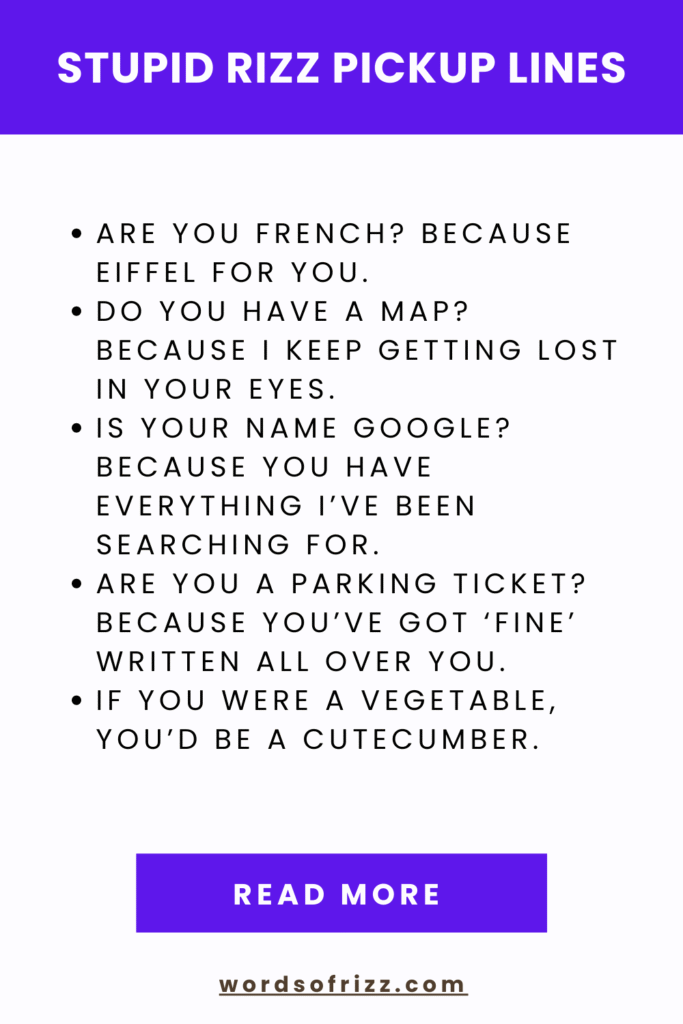 Laugh Your Way to Their Heart: 30+ Stupid Rizz Pickup Lines 2 Best Stupid Rizz Pickup Lines