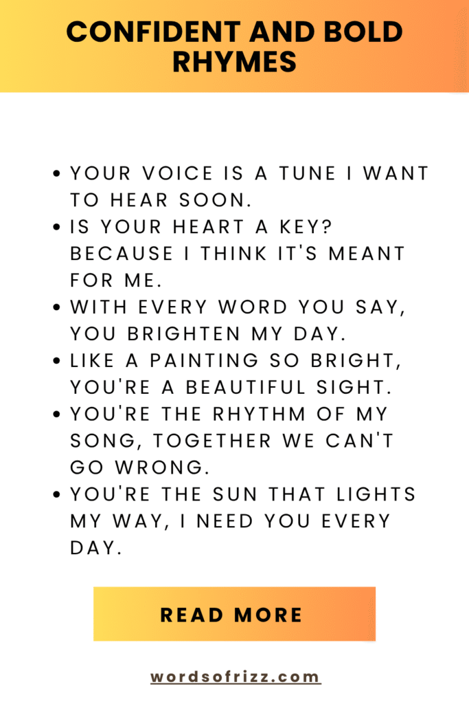 99+ Rhyming Rizz Pickup Lines: Ultimate Guide to Flirty Wordplay 3 Confident and Bold Rhymes