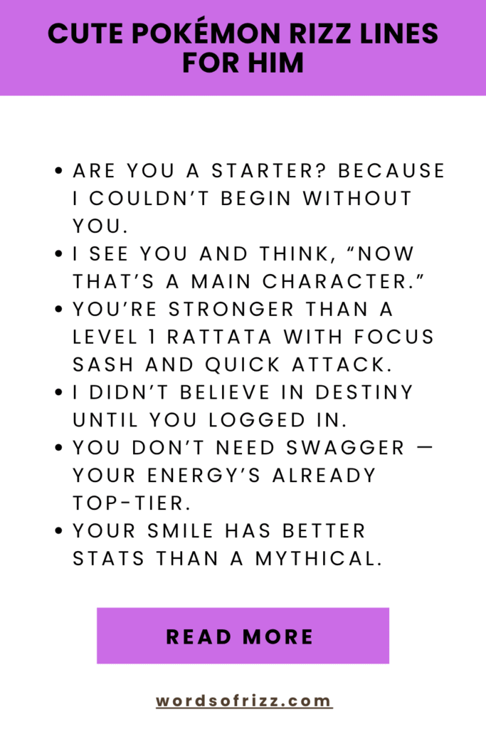 180 Best Pokémon Rizz Pick Up Lines That Work In 2025 8 Cute Pokémon Rizz Lines For Him